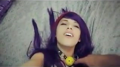 Gagged Emo with blue hair gets fucked in her ass