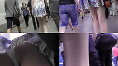 Upskirting voyeur filmed the skinny ass of a auburn gal